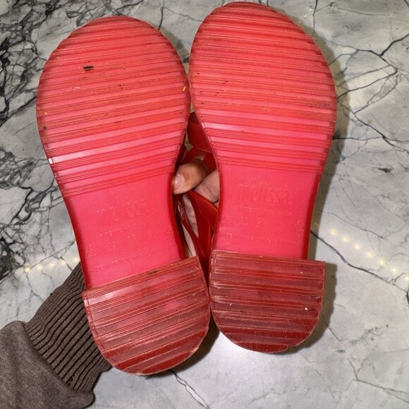 Mel By Melissa Girls 13C Pink Jelly Heeled Sandals Excellent - Picture 4 of 6